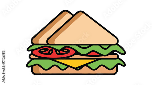 Delicious Sandwich with Fresh Ingredients on White Background.