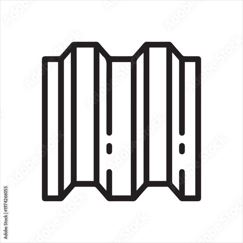 Corrugated sheet, linear icon. Metal roofing and siding material. Line with editable stroke.