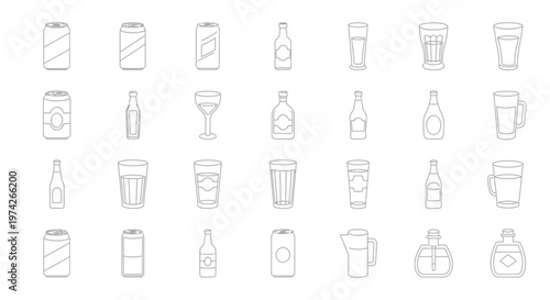 Title collection of hand drawn vial and bottle icons in black and white description a set of sketched vials bottles and test tubes