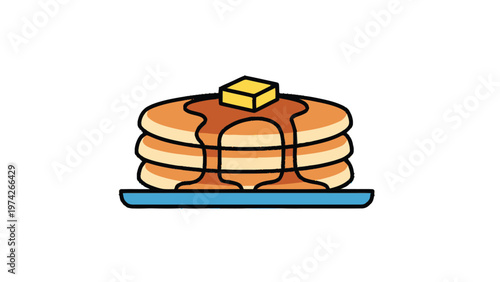 Delicious Stack of Golden Pancakes with Butter and Syrup.