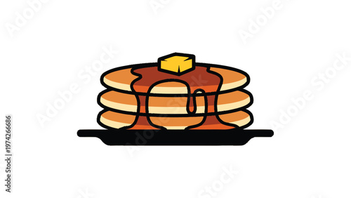 Delicious Stack of Pancakes with Butter and Syrup on a Plate.