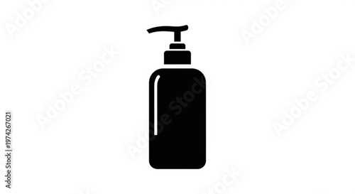 A black silhouette of a hand sanitizer bottle with a pump dispenser on a white background
