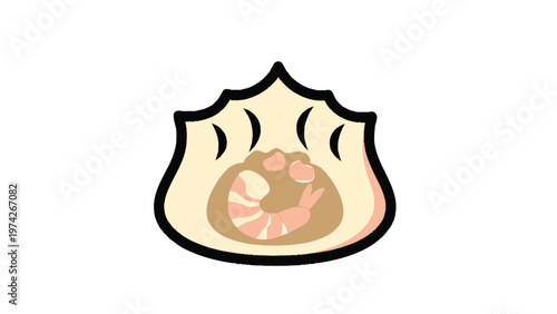 Delicious Steamed Dumpling - A Culinary Delight in Simple Illustration.