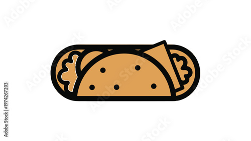 Delicious Taco Illustration - A Colorful and Appetizing Mexican Food Icon.