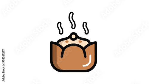 Delicious Steaming Dumpling Illustration - A Culinary Delight on White Background.