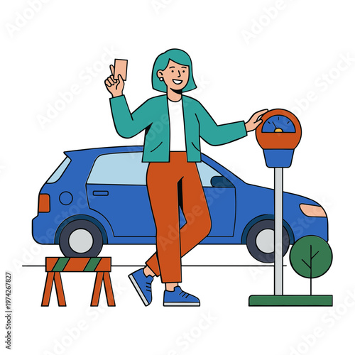 Illustration of a Person Parking his Car
