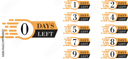 Number of days left icon set countdown timer calendar reminder deadline date remaining time schedule urgency planning symbol deadline alert concept set collection group.
