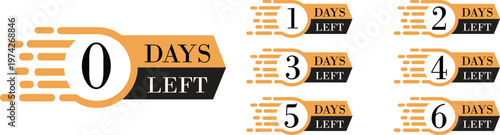 Number of days left icon set countdown timer calendar reminder deadline date remaining time schedule urgency planning symbol deadline alert concept set collection group.