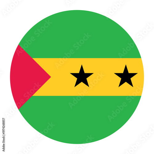 Sao Tome and Principe Flag Icon Round Circular Design Isolated