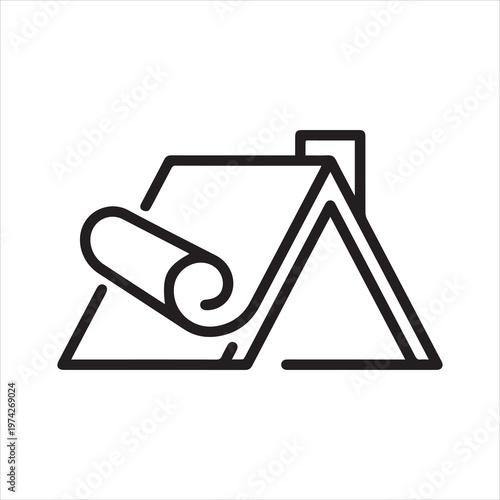 Roof roofing, linear icon, insulation. Layer of material. Line with editable stroke