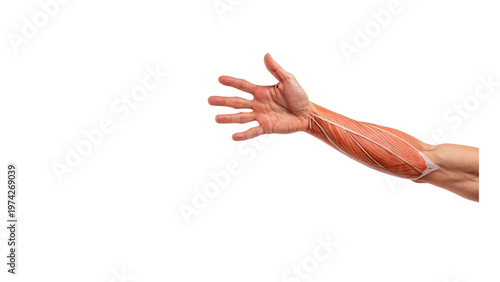 Fotografía Arm showing muscles and tendons isolated on transparent background cut out