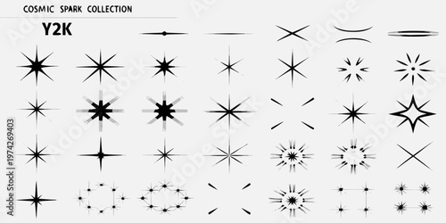 Collection of starbursts and sparkles arranged in a grid silhouette