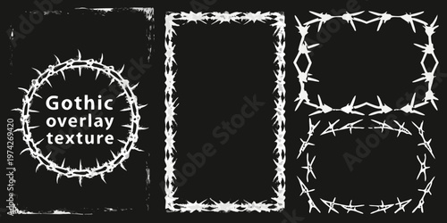 Three gothic frames of barbed wire a striking silhouette