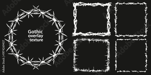 Barbed wire frames and a crown of thorns a dark graphic silhouette