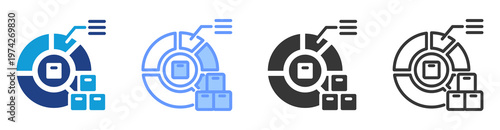 Stock Allocation icon set multiple style collection