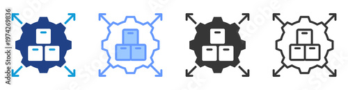 Inventory Scalability icon set multiple style collection