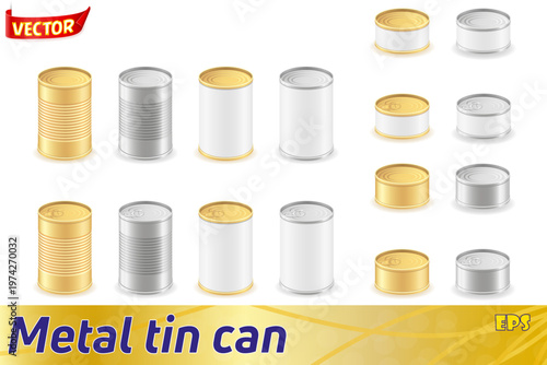 metal tin can set icons vector illustration isolated on white background