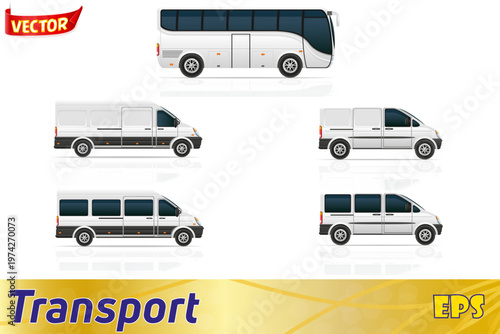 large and small buses for passenger transport vector illustration isolated on white background