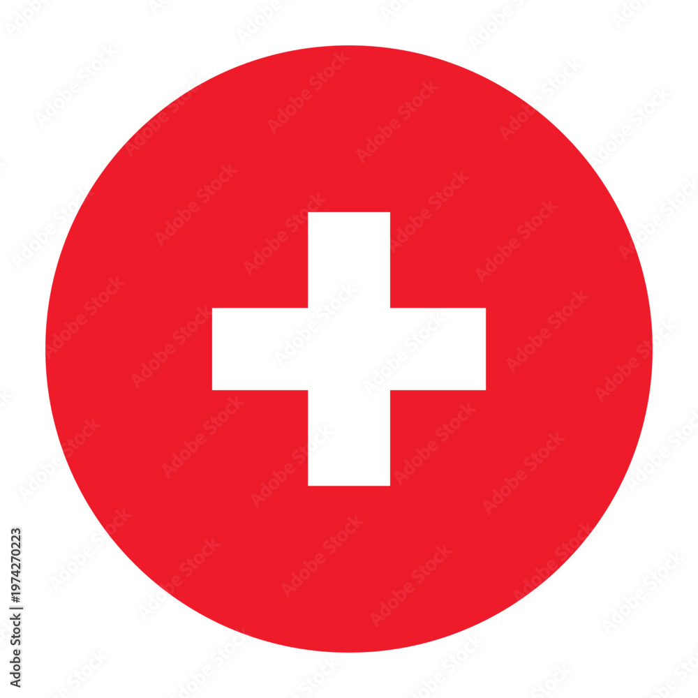 Obraz premium Switzerland Flag Icon Round Circular Design Isolated
