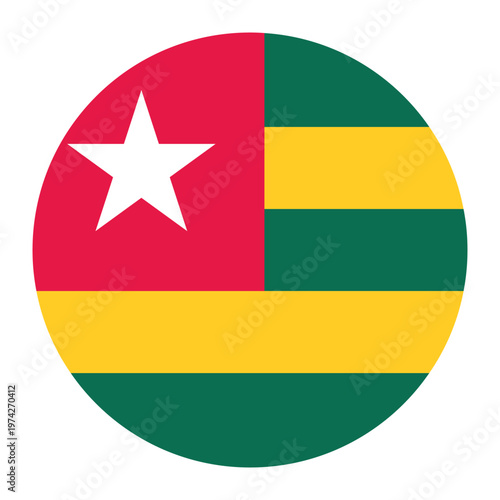 Togo Flag Icon Round Circular Design Isolated