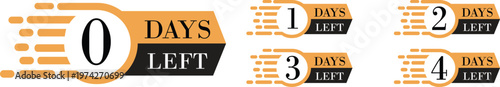 Number of days left icon set countdown timer calendar reminder deadline date remaining time schedule urgency planning symbol deadline alert concept set collection group.
