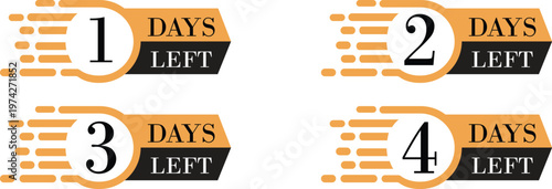 Number of days left icon set countdown timer calendar reminder deadline date remaining time schedule urgency planning symbol deadline alert concept set collection group.