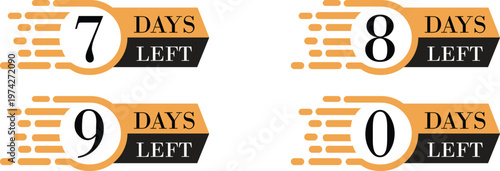 Number of days left icon set countdown timer calendar reminder deadline date remaining time schedule urgency planning symbol deadline alert concept set collection group.