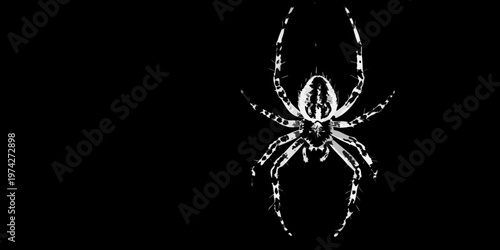 Detailed garden spider web with striking black and white silhouette