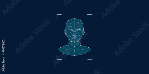 Geometric face outline with targeting brackets a modern digital silhouette