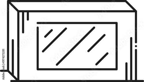 Retail promotion rectangle stand display line icon or symbol. City street promo stand display lineart sign, presentation banner outline vector icon. Retail outdoor light box symbol or pictogram