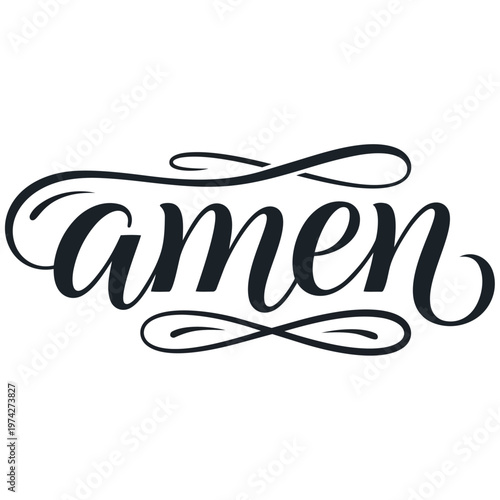 Amen word in elegant calligraphy font.