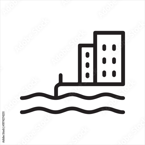 City harbor, linear icon. Urban port and maritime transport area. Line with editable stroke.
