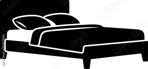 Modern bed black silhouette vector illustration