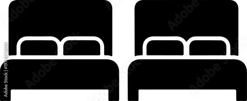 Modern bed black silhouette vector illustration