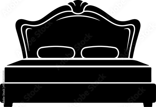 Modern bed black silhouette vector illustration