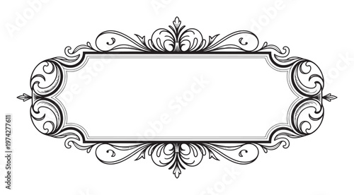Tableau sur toile Ornate Victorian Scroll Frame for Elegant Invitations, Certificates, and Luxury