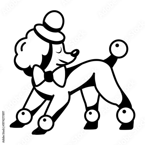 A glyph style icon depicting poodle dog  
