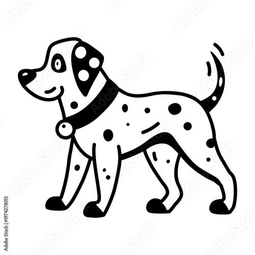 A glyph style icon depicting dalmatian dog  
