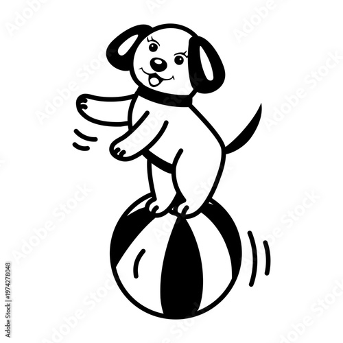 A glyph style icon representing dog balancing  
