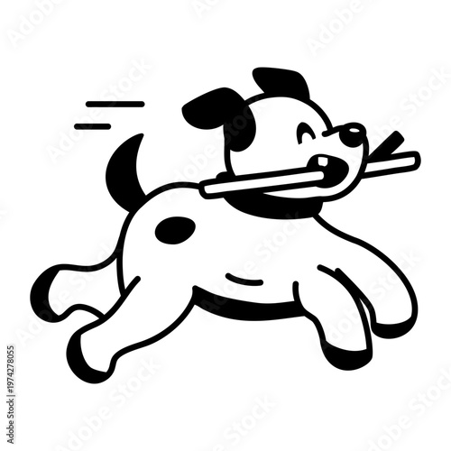 A glyph style icon showing dog stick  
