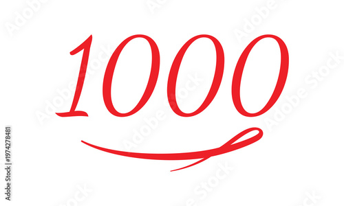 1000 - hundred number vector icon. symbol isolated on white background .Vector Illustration . EPS 10 .