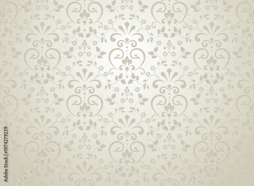 Wallpaper in the style of Baroque. Beige floral ornament. Seamless vector background. Graphic pattern for fabric, wallpaper, packaging. Ornate Damask flower illustration