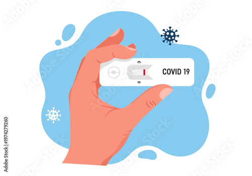 Hand Holding COVID-19 Rapid Antigen Test Kit with Negative Result - Flat Illustration for Pandemic Healthcare and Diagnostic Concepts