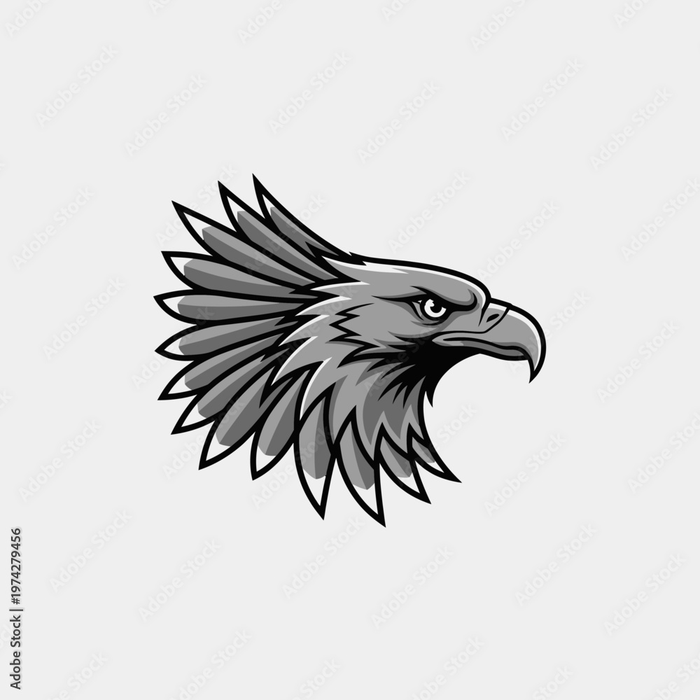 Fototapeta premium Aggressive Eagle Head Mascot Logo, Fierce Bird of Prey Emblem, Vector Art