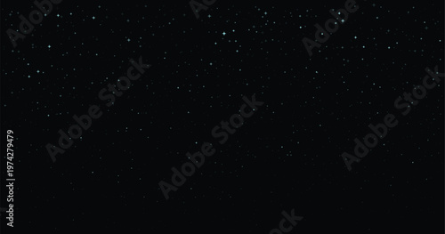 Starry sky vector with cyan twinkling glints falling across dark space for peaceful astronomical background