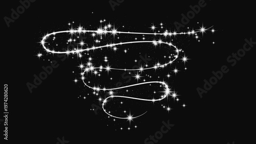 Silver glittering confetti wave and stardust