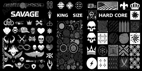 Collage of tattoo flash art designs with a distinct silhouette