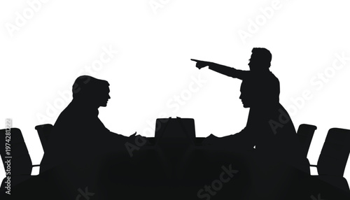 Executive points during a heated negotiation or a firm directive given in a professional business setting.