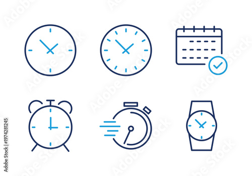 Basic Time and Scheduling thin line icon set. Minimal web icons