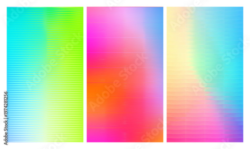 Set of ribbed glass texture backgrounds